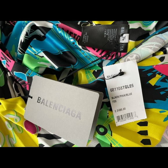 BALENCIAGAParis City Light Pleated Satin Dress NWT - Picture 8 of 15